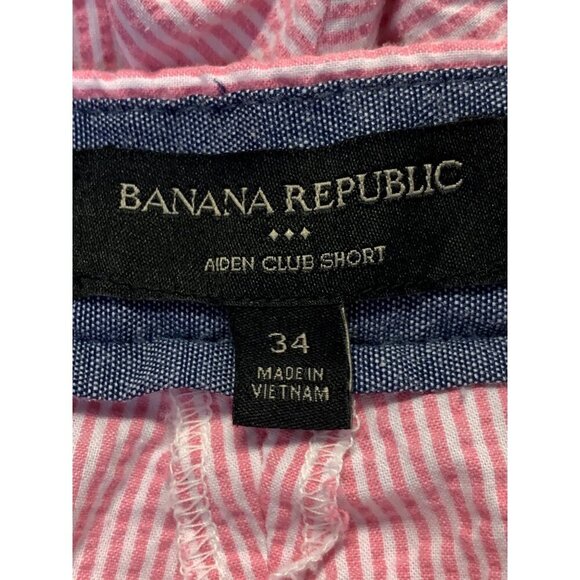 Banana Republic Aiden Club Short 34 Pink White Stripe Cotton Walking Preppy EUC - Picture 6 of 7